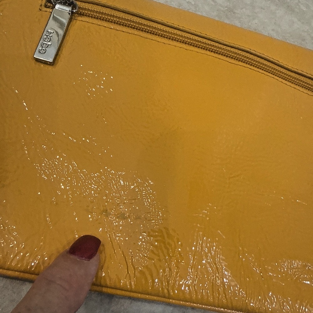 Hobo International Yellow Patent Leather Purse Clutch Preppy Colorful 6x13x1 - Picture 3 of 12